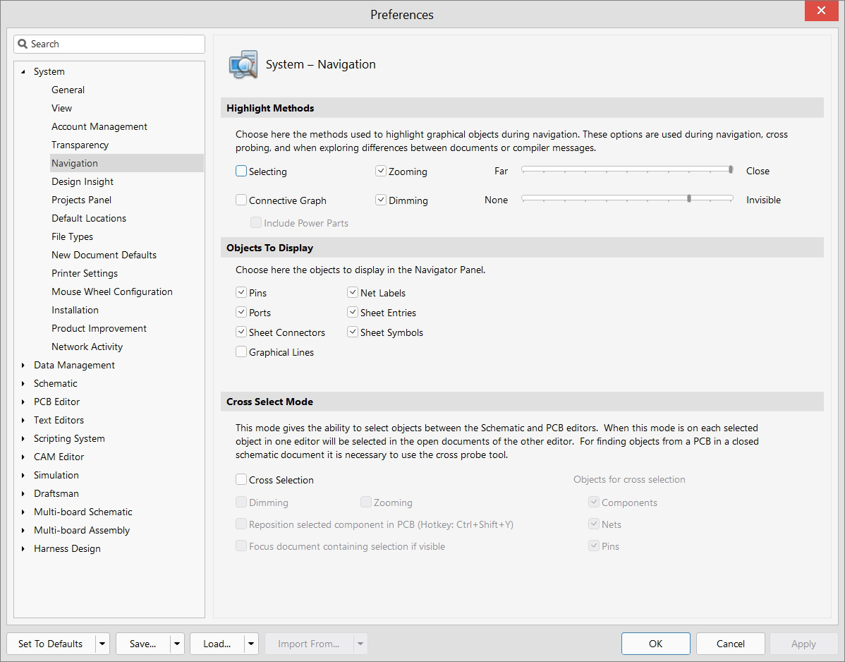 System - Preferences - Navigation